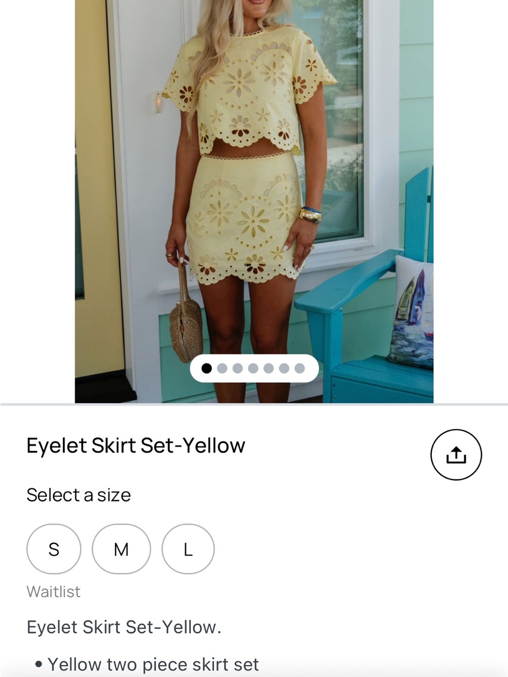 Yellow Eyelet Mini Skirt Set